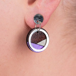 Conture Recycled Wood Silver Earrings (6 colours available) from Paguro Upcycle