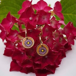 Aster Flower Recycled Wood Gold Earrings from Paguro Upcycle