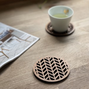 Japanese Patterns Upcycled Teak Wood Coasters - Individual / Set of 4 from Paguro Upcycle