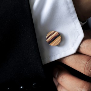 Recycled Skateboard Wooden Round Cufflinks from Paguro Upcycle