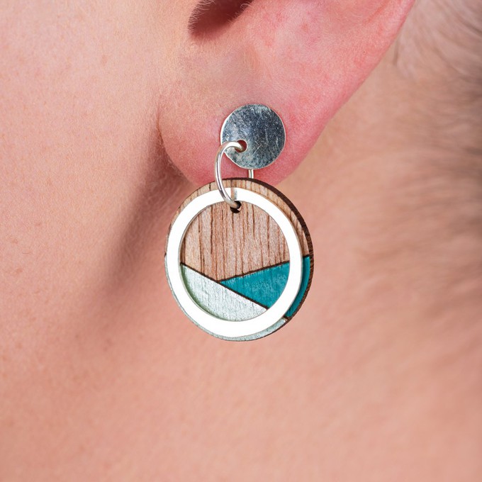 Conture Recycled Wood Silver Earrings (6 colours available) from Paguro Upcycle