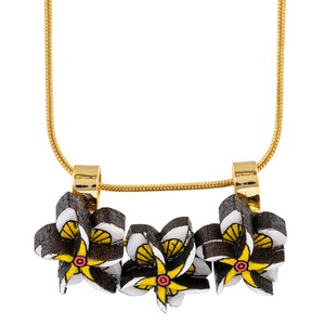 Reclaimed Wood Necklace with Floral Design - Kamboja Frangipani from Paguro Upcycle