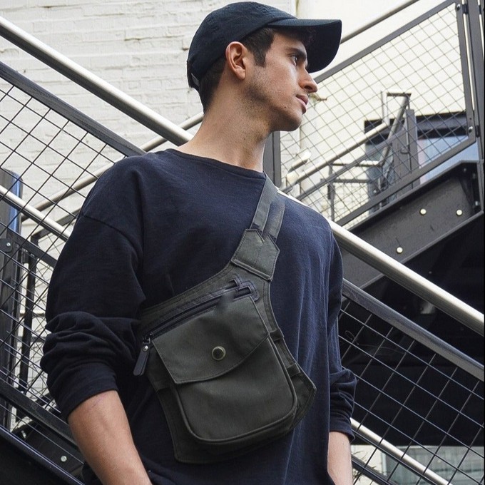 Donald Recycled Canvas Vegan Crossbody Bag from Paguro Upcycle