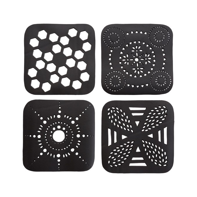 Square Handcrafted Recycled Rubber Coaster - A set of 2 or 4 from Paguro Upcycle