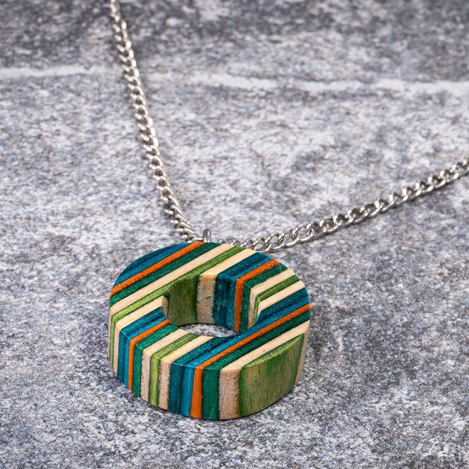 Donut Eco Friendly Recycled Skateboard Necklace from Paguro Upcycle