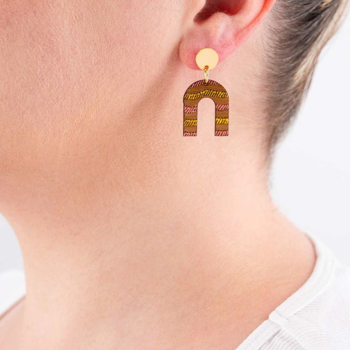 Cecek Sawut Recycled Wood Earrings from Paguro Upcycle