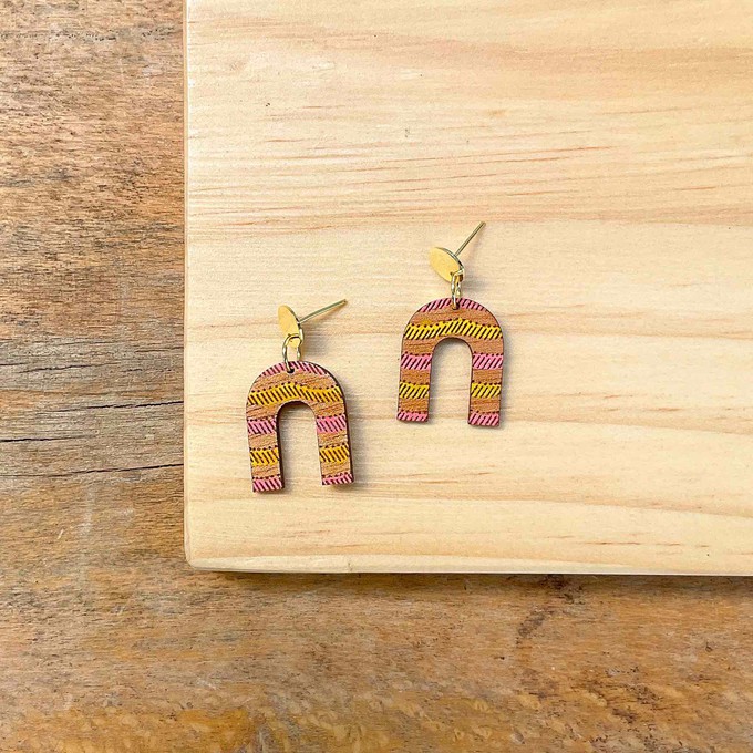 Cecek Sawut Recycled Wood Earrings from Paguro Upcycle