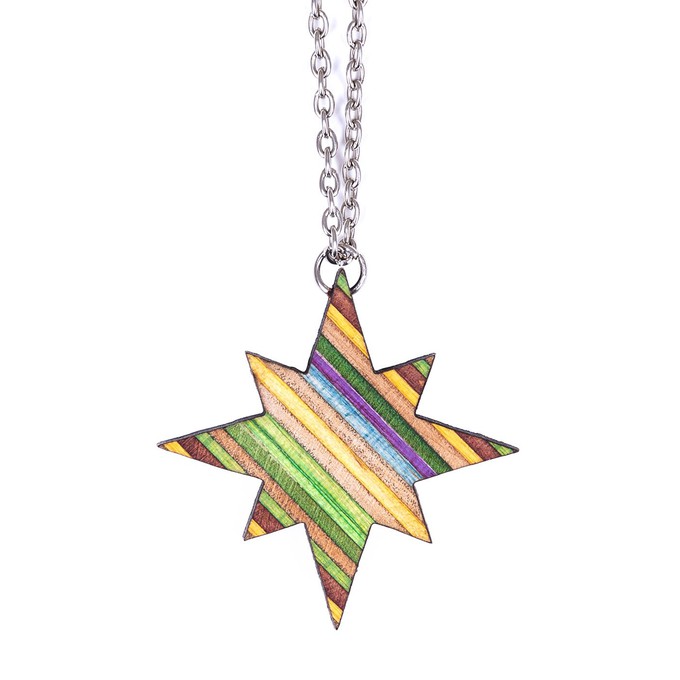 Sirius Star Recycled Skateboard Necklace from Paguro Upcycle