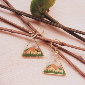 Hill Eco-friendly Recycled Wood Gold Earrings from Paguro Upcycle