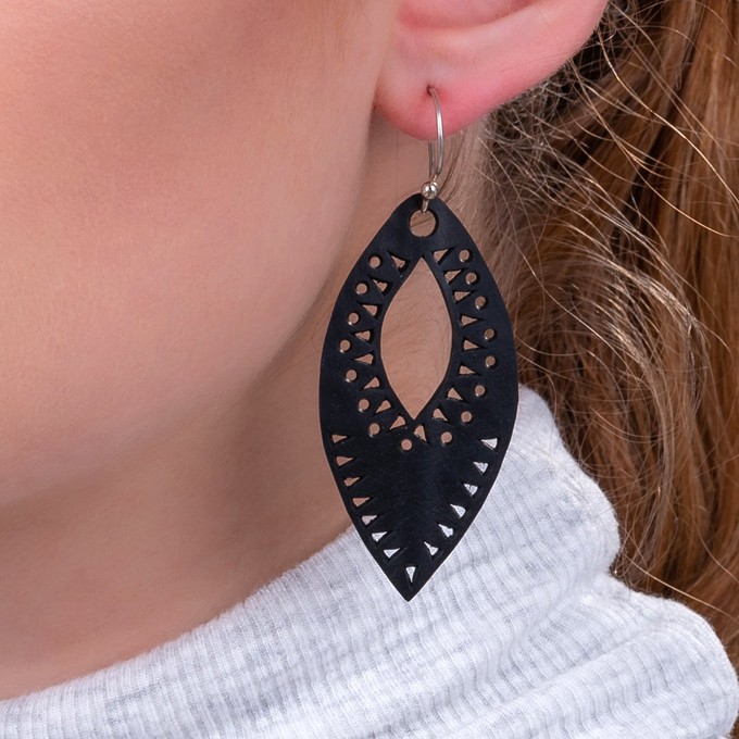 Marquise Intricate Recycled Rubber Earrings from Paguro Upcycle