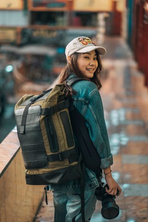 Water Resistant Roll Top Vegan Backpack from Paguro Upcycle