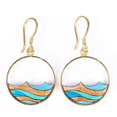 Ocean Eco-friendly Recycled Wood Gold Earrings from Paguro Upcycle