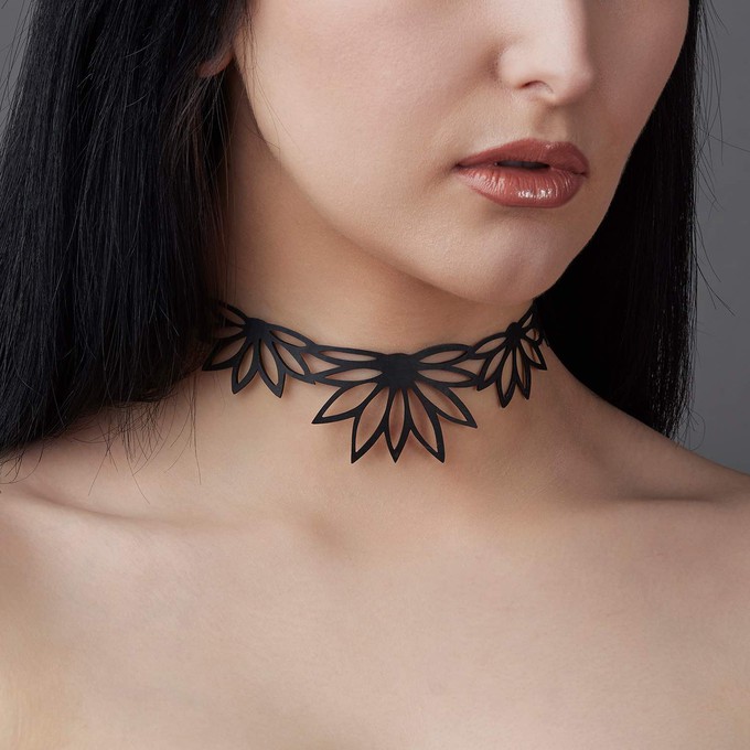 Lotus Recycled Rubber Statement Choker from Paguro Upcycle