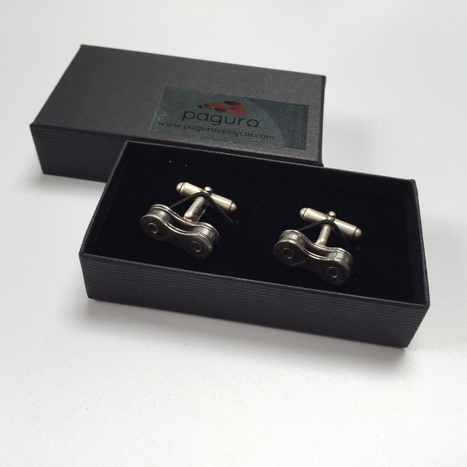 Paguro Upcycle Recycled Bicycle Chain Cufflinks Eco Gift from Paguro Upcycle