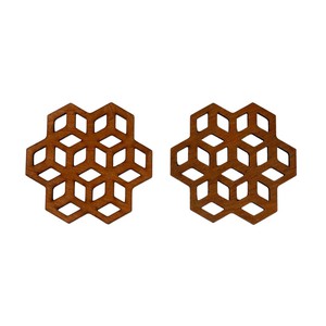 Cubix Geometric Upcycled Teak Wood Coasters - Set of 2 or 4 from Paguro Upcycle