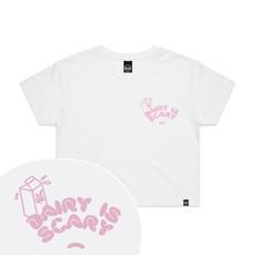 Dairy Is Scary - White Crop Top via Plant Faced Clothing