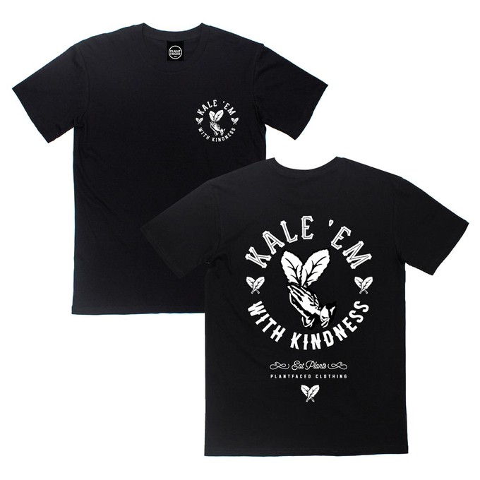 Kale 'Em With Kindness - Black T-Shirt from Plant Faced Clothing