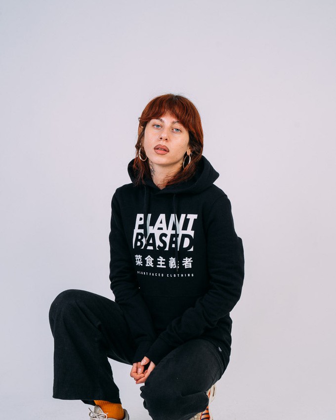 Plant Based Kanji Hoodie - Black - Unisex from Plant Faced Clothing