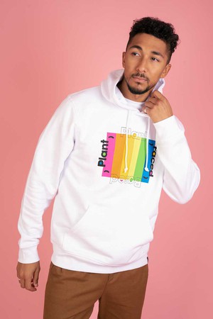 Plant Based Rainbow Hoodie - White from Plant Faced Clothing