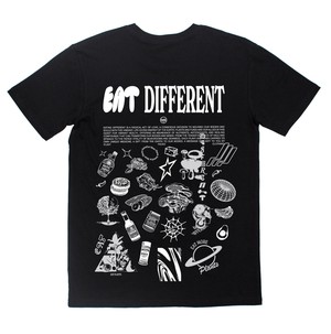 Eat Different - White on Black T-Shirt from Plant Faced Clothing
