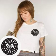 In Kale We Trust - White Crop Top via Plant Faced Clothing