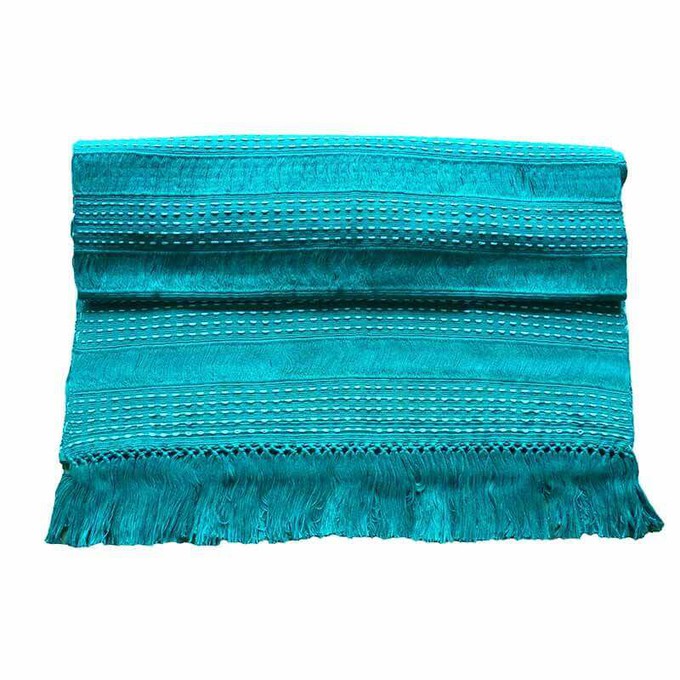 Table Runner Aquamarine - Handwoven - 68" x 17" - Fairtrade from Quetzal Artisan