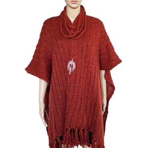 Poncho Shawl Bordeaux - Eco Wool - Fashionable and Warm from Quetzal Artisan