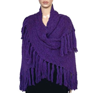 Poncho Shawl Purple - Alpaca Wool Triangle Shawl - Handmade from Quetzal Artisan