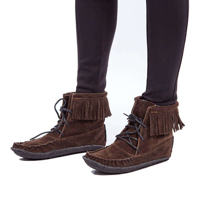 Short Boots Brown - Hiawatha - Handmade Native Fringe Boots from Quetzal Artisan