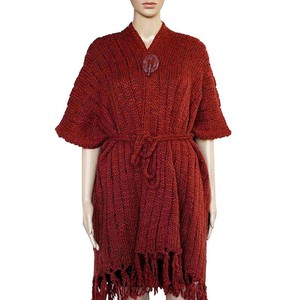 Poncho Shawl Bordeaux - Eco Wool - Fashionable and Warm from Quetzal Artisan