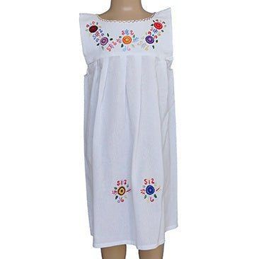 Girls Dress Daisys White 8 - Age 2-3 years - Fairtrade from Quetzal Artisan