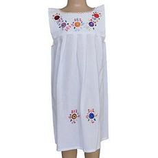 Girls Dress Daisys White 8 - Age 2-3 years - Fairtrade via Quetzal Artisan