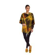 Poncho Yellow Brown - Organic Bamboo - Stylish & Fairtrade via Quetzal Artisan