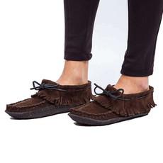 Suede Moccasins Brown - Indian Design - Handmade in Canada via Quetzal Artisan