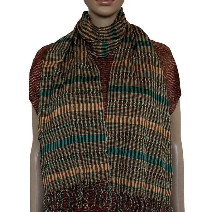 Scarf Green Brown - Natural Dyes - Ecofriendly and Fairtrade from Quetzal Artisan