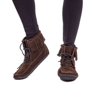 Short Boots Brown - Hiawatha - Handmade Native Fringe Boots from Quetzal Artisan