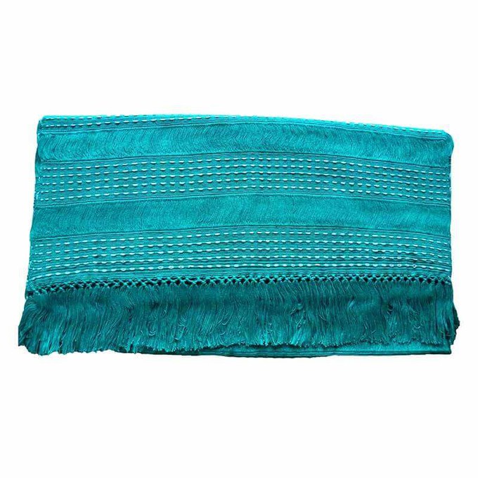 Table Runner Aquamarine - 68" x 17" - Handmade and Fairtrade from Quetzal Artisan