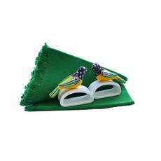 Green Sparrow Napkin Rings - Cotton Napkins - Fairtrade via Quetzal Artisan