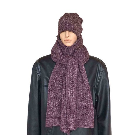 Scarf and Hat Mulberry - Men - Alpaca Wool - Fashionable and Warm from Quetzal Artisan