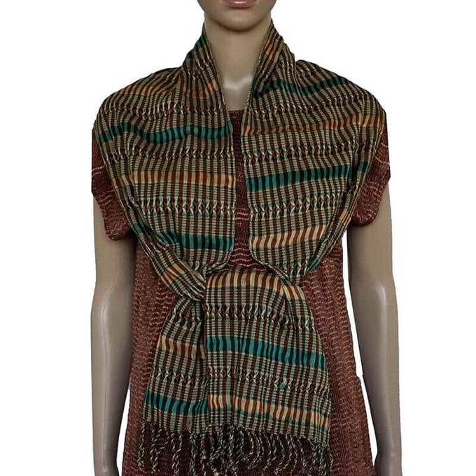Scarf Green Brown - Natural Dyes - Ecofriendly and Fairtrade from Quetzal Artisan