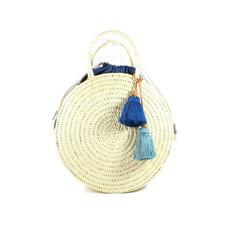 Handbag Palm Leaf Blue - Cotton Pouch - Ecofriendly and Fair via Quetzal Artisan
