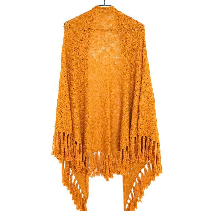 Shawl Yellow Mustard - Versatile Alpaca Wool Triangle Shawl from Quetzal Artisan