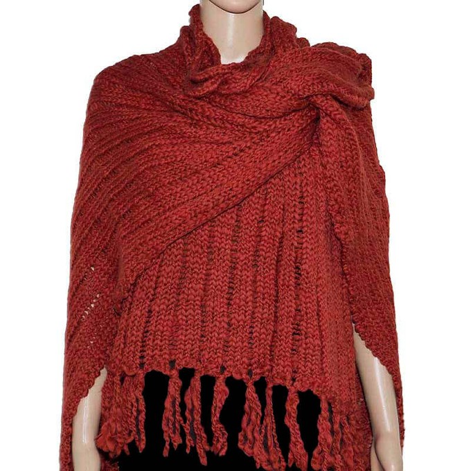 Poncho Shawl Bordeaux - Eco Wool - Fashionable and Warm from Quetzal Artisan