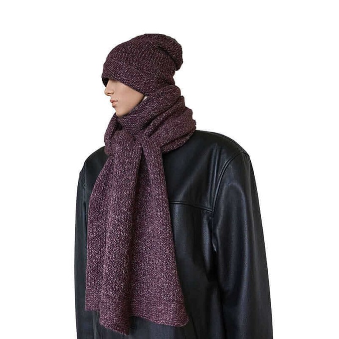 Scarf and Hat Mulberry - Men - Alpaca Wool - Fashionable and Warm from Quetzal Artisan