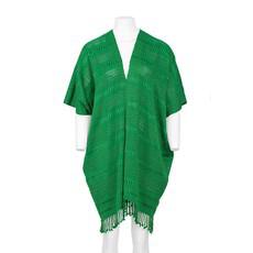 Cotton Poncho Green - Natural Dyes - Ecofriendly and Fair via Quetzal Artisan