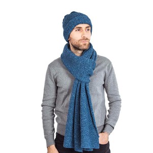 Scarf and Hat Blue Ocean - For Men - Fashionable and Warm from Quetzal Artisan