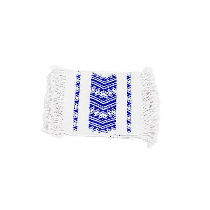 White Blue Coasters - Set of 6 - Cotton - Mayan Design from Quetzal Artisan