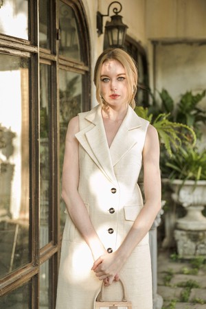 The Chloe Blazer Dress in Natural from Rare & Fair The Chloe Blazer Dress in Natural from Rare & Fair