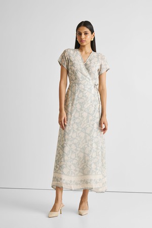 Maxi Wrap Dress in Blue Florals from Reistor