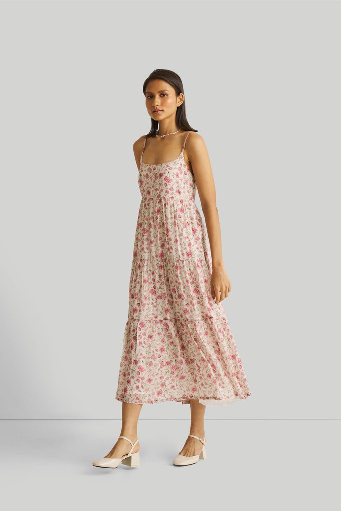 Strappy Tiered Maxi Dress in Pink Florals from Reistor